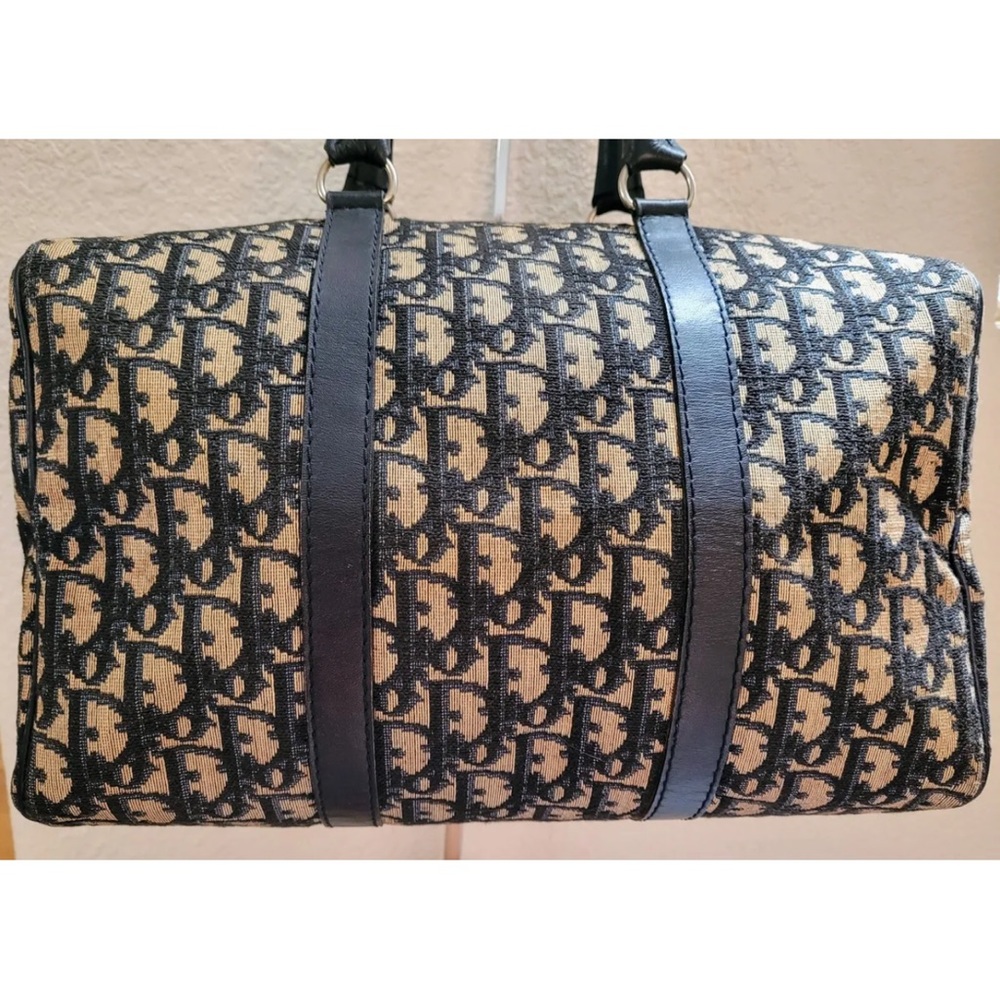 AUTH CHRISTIAN DIOR VINTAGE TROTTER BOSTON BAG PREOWNED MEDIUM BLUE